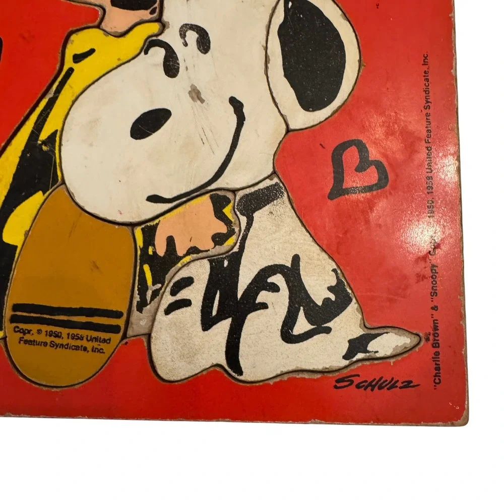 Playskool Charlie Brown Snoopy Valentine Wooden Puzzle‎ 230-10 8 Pieces Peanuts